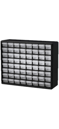 a black and white storage rack with many compartments